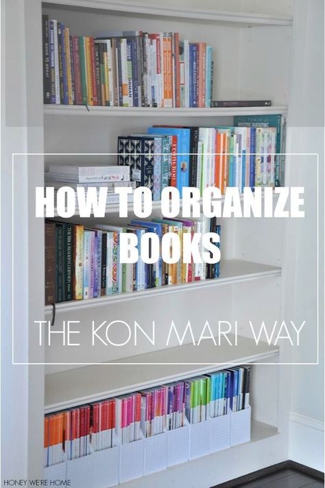 How to Organize Books using the Kon Mari Method Organization Books, Konmari Method Organizing, Kon Mari, Konmari Organizing, Marie Kondo Organizing, Organize Books, Farmhouse Side Table, Konmari Method, Home Organisation