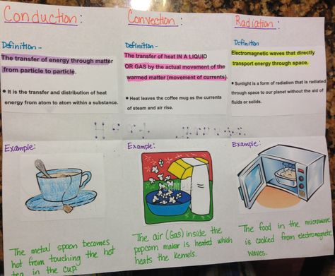 Heat Transfer Foldable Heat Transfer Science, Grade 3 Science, Sixth Grade Science, Science Anchor Charts, 8th Grade Science, Science Notebooks, 4th Grade Science, 6th Grade Science, Interactive Science Notebook