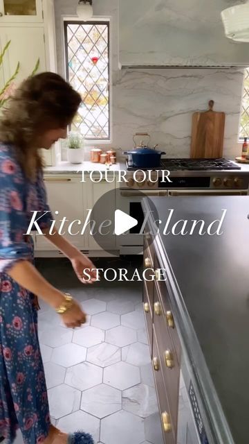 Sarah Robertson on Instagram: "We talked a bit about island storage at @thenkba kitchen design summit last week, and one of the things I talked about was the challenges of designing a furniture style island with good storage. We raised this island to 6” off the floor to give it a lighter feel but the trade off was drawer storage. You can see here how we accommodated everything Marisol needed to fit into her #tudorwithatwist kitchen. We can finally see blue skies this morning! Time to head to Island In Kitchen Ideas, Range In Kitchen Island, Island Gas Range, Stove In Island Kitchen, Kitchen Island With Warming Drawer, Island Cabinet Ideas Layout, Boat Shaped Kitchen Island, Kitchen Island Layout Design, Kitchen Remodel Island