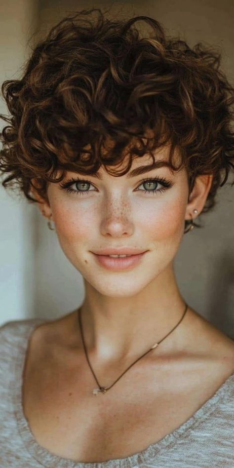 Short haircuts that showcase curly hair are a stylish way to embrace your natural texture. These cuts are perfect for those looking to simplify their styling routine while still making a bold statement. With options ranging from classic bobs to edgy pixies, your curls will always look their best. Short Square Face Haircut, Curly Haircuts Women, Short Blonde Curly Hair, 3a Curly Hair, Pixie Cut Curly Hair, Short Curly Cuts, Curly Cut, Short Curly Hairstyles For Women, Short Wavy Haircuts