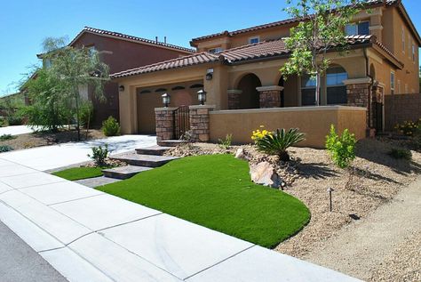 Front Yard Patio Ideas Courtyards, Front Yard Courtyard, Drought Tolerant Landscape Front Yard, Concrete Front Steps, Xeriscape Front Yard, Yard Remodel, Arizona Backyard, Front Yard Patio, Front Yards Curb Appeal