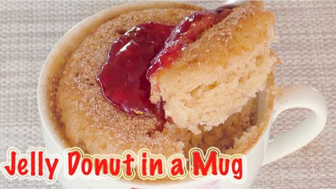 How to make jelly donut in a mug #mug #mugrecipes #donut #mugcake Donut In A Mug, Mug Recipe, Jelly Donut, How To Make Jelly, Mug Recipes, In A Mug, Mug Cake, 2 Ingredients, Recipes Easy