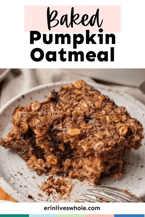 Enjoy the pumpkin recipe of your dreams with this Pumpkin Baked Oatmeal. Perfectly delicious and seasonally festive, this dish is perfect to enjoy as a breakfast, dessert, or mid-afternoon bite. Pumpkin Cream Cheese Baked Oatmeal, Pumpkin Oatmeal Bake Breakfast, Pumpkin Oatmeal Recipes, Pumpkin Oatmeal Bake, Pumpkin Baked Oats, Pumpkin Pie Baked Oatmeal, Pumpkin Baked Oatmeal, Apartment Meals, Baked Pumpkin Oatmeal