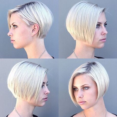 The short bob haircut is being a best way to show off their strong personality for women. It is to be considered as one of the most classic and popular hairstyles in the world. If you want to make a difference with your hair look this season, the basic bob haircut would be a great … Latest Bob Hairstyles, Trendy Bob Hairstyles, Layered Bob Haircuts, Bob Hairstyles For Thick, Short Layered Haircuts, Popular Haircuts, Short Bob Haircuts, Pretty Designs, Short Blonde