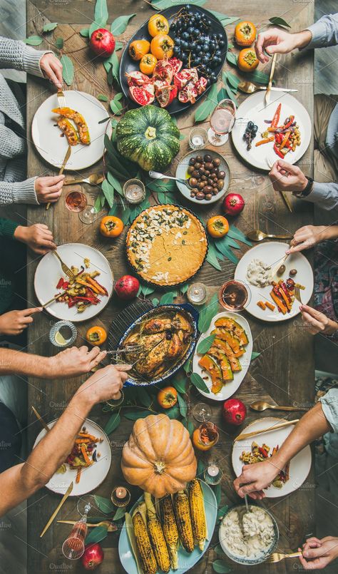 Friends feasting at thanksgiving day containing traditional, thanksgiving Catering Photoshoot, Thanksgiving Food Table, Vegan Soul Food, Thanksgiving 2023, Brunch Inspiration, Holiday Dinner Table, Thanksgiving Friendsgiving, Thanksgiving 2024, Best Thanksgiving Recipes