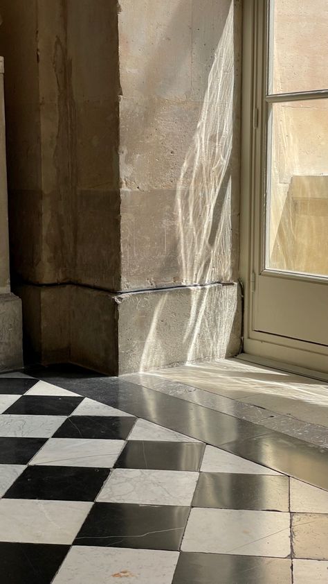 Light French Aesthetic, French Aesthetic Vintage, Modern French Aesthetic, Checkered Floor Aesthetic, French Castle Aesthetic, French Vibes Aesthetic, Checkers Aesthetic, Versailles Flooring, Palace Of Versailles Aesthetic