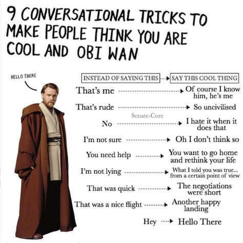 Obi Wan Kenobi Hello There, Star Wars Trivia, Star Wars Clones, Meme Pics, General Kenobi, Funny Star Wars Memes, Prequel Memes, Star Wars Quotes, Star Wars Facts