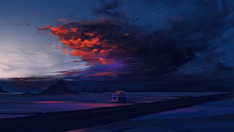 Free download | HD wallpaper: twilight, road, sky, desert, landscape, nature, sunset, night | Wallpaper Flare Shadow Of Mordor, Night Sky Painting, Mountain Illustration, Fantasy Posters, Sky Painting, Desert Landscape, Futuristic City, Original Wallpaper, Mix Media