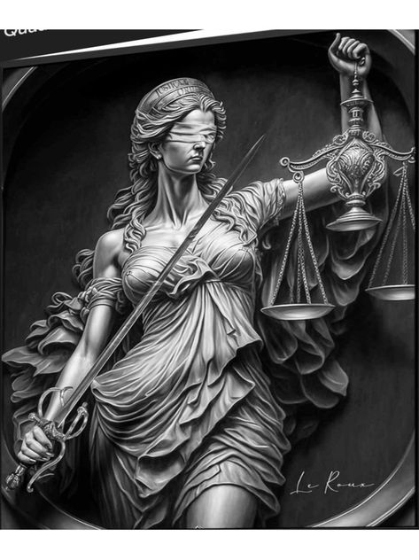 Angel Of Justice Tattoo, Cool Statues, Themis Tattoo, Lady Justice Tattoo, Justice Sculpture, Nemesis Tattoo, Lady Justice Statue, Justice Tattoo, Leg Sleeve Tattoos