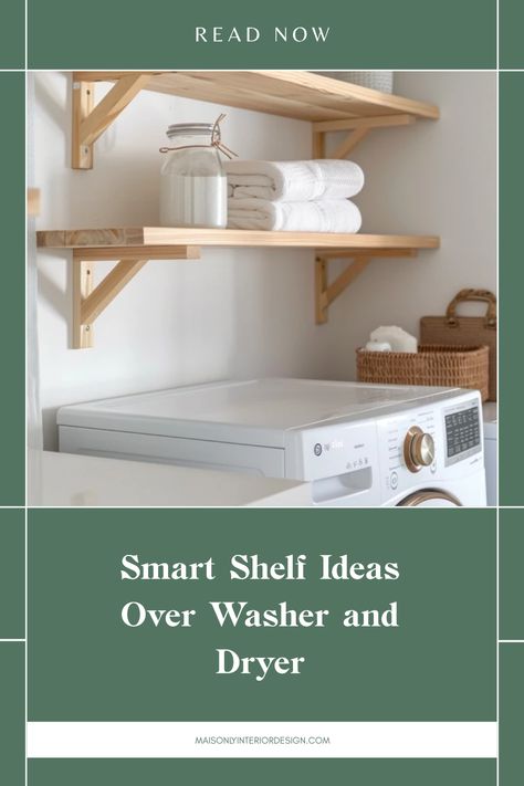 Looking to organize your laundry room? Discover smart shelf ideas you can place over your washer and dryer to boost storage while keeping everything within reach. From stylish designs to practical storage options, these shelving ideas will help you utilize vertical space effectively. Perfect for busy households, the right pre-made or DIY solutions can enhance both your clutter-free lifestyle and the aesthetic of your laundry area. Set yourself up for efficiency in laundry day tasks with these handy shelf concepts. Shelf Over Washer And Dryer, Washer And Dryer Ideas, Space Saving Shelves, Small Laundry Room Makeover, Laundry Space, Laundry Essentials, Shelving Solutions, Shelving Ideas, Free Lifestyle