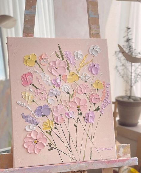 Flower Painting On Canvas, Flowers Paintings, Canvas For Beginners, Small Canvas Paintings, Texture Painting On Canvas, Painting Ideas On Canvas, Acrylic Painting For Beginners, Textured Canvas Art, Halloween Painting