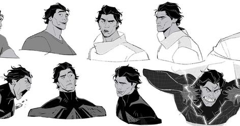 Miguel O'hara Expression Sheet, Miguel O'hara Reference Sheet, Ami Thompson, Character Portfolio, Shiyoon Kim, Expression Reference, Procreate Ideas, Miguel Ohara, Expression Sheet