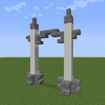 Minecraft Archway Ideas, Minecraft Ice Castle, Minecraft Archway, Minecraft Kingdom, Stone Archway, Minecraft Cottage, Cool Minecraft Creations, Pillar Design, Minecraft City