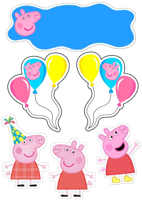 Peppa Pig Topper Printable, Peppa Pig Images Printables, Peppa Pig Cake Topper Printable, Peppa Pig Topper, Peppa Pig Cupcake Topper, Peppa Pig Images, Peppa Pig Printables, Pig Birthday Decorations, Pippa Pig