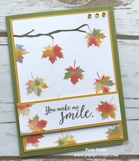 DIY Handmade Autumn card using the Baby Wipe Technique.  I used the Colorful Seasons Stamp Set and Re-Inkers from Stampin' Up! Watch my video to see how to do this technique. Thanksgiving Cards Handmade, Kiwi Lane Designs, Fall Greeting Cards, Baby Wipe, Leaf Cards, Best Watches, Birthday Cards For Men, Best Watches For Men, Fancy Fold Cards