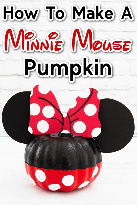 Minnie Mouse Pumpkin with big red bow No Carve Pumpkin Ideas, No Carve Pumpkin, Minnie Mouse Pumpkin, Disney Craft, Mouse Pumpkin, Pumpkin Ideas, Halloween Craft, Minnie Mouse, Halloween