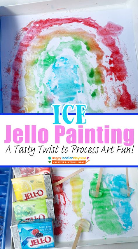 Process Art Projects For Preschoolers, Cooking Activities For Infants, Culinary Art For Toddlers, Jello Activities For Toddlers, Food Themed Activities For Toddlers, Food Art For Toddlers, Jello Painting, Infant Process Art, Jello Painting Preschool