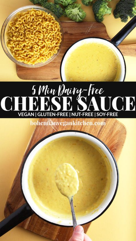 Vegan Cheese Sauce Nut Free, Dairy Free Cheese Sauce, Gluten Free Cheese Sauce, Dairy Free Cheese Recipe, Vegan Cheese Sauce Recipe, Non Dairy Cheese, Pasta Veggies, Vegan Staples, Vegan Cheese Sauce