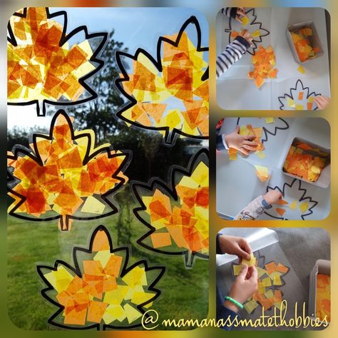 Contact Paper Window Art, Contact Paper Crafts, Easy Fall Crafts For Kids, Leaf Suncatcher, Fall Crafts For Toddlers, Easy Thanksgiving Crafts, Window Crafts, Fun Fall Crafts, Fall Arts And Crafts