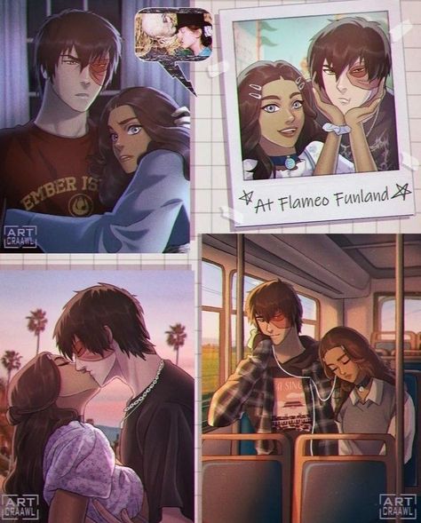 Avatar Modern Au, Avatar Zuko X Sokka Fanart, Modern Zutara, Avatar The Last Airbender Fan Art, Sokka And Toph Fanart, Katara And Aang Fanart, Katara And Zuko Comics, Sokka X Toph Fanart, Suki Fanart