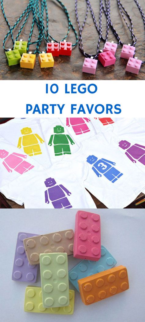 10 PARTY FAVOR IDEAS FOR KIDS LEGO PARTY ... Ry's party someday?? Lego Movie Party, Lego Party Favors, Lego Friends Birthday, Lego Friends Party, Lego Themed Party, Ninjago Party, Lego Birthday Party, Lego Birthday, Lego For Kids