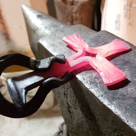 Josh A. Weston on Instagram: “It's his first time forging, ever. He is making a beautiful cross from a rail road spike. . . . #cross #forging #blacksmith #lesson…” Road Spikes, Railroad Spikes, Rail Road, Beautiful Cross, Blacksmithing, First Time, Projects To Try, Road, Pins