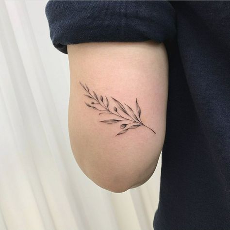 Unique Olive Branch Tattoo, Feminine Olive Branch Tattoo, Crossed Olive Branch Tattoo, Olive Branch Tattoo Back Of Arm, Olive Branch Tattoo Women, Minimalist Olive Branch Tattoo, Tattoo Olive Tree, Olive Branch Arm Tattoo, Olive Tree Tattoo For Women