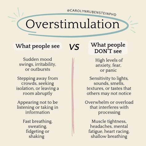 While the signs of overstimulation may be noticeable on the outside, there's often much more happening beneath the surface. If you find yourself feeling overstimulated, try these three steps: 1️⃣ Remove Yourself: Find a quiet, calm environment away from stimuli. 2️⃣Practice Deep Breathing: Take slow, deep breaths to calm your nervous system. 3️⃣ Engage in Relaxing Activities: Do something soothing like listening to music or taking a warm bath. 😌 For help on re-centering when overstimulat... How To Remain Calm, What To Do When Overstimulated, Calm Your Nervous System, Remove Yourself, Calm Environment, Mental Healing, Mental Health Facts, Mental Health Therapy, Deep Breathing