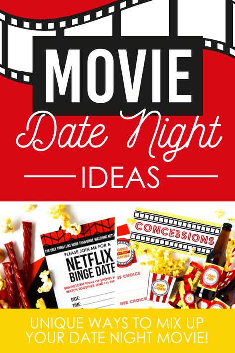 Movie Date Night Ideas for couples- unique ways to mix up your movie night for date night! #movienight #datenight Couples Movie Night, Movie Night Printables, Date Night Movies, Date Night Ideas For Married Couples, Creative Date Night Ideas, Up The Movie, Night Movie, Movie Night Snacks, Romantic Date Night Ideas