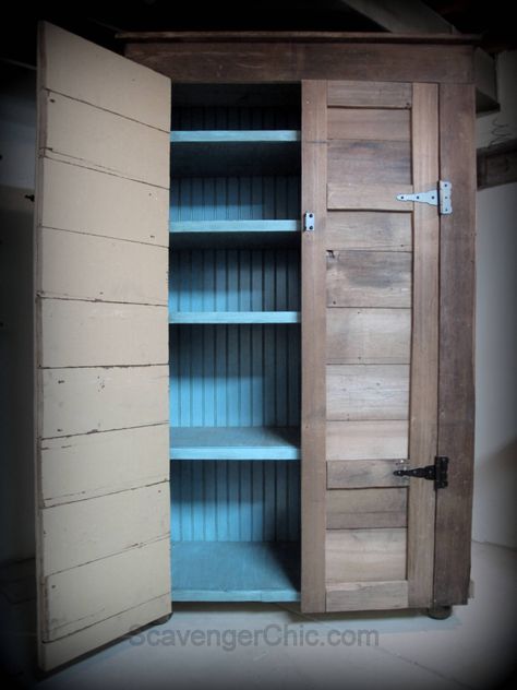 Learn how to build this 6 1/2 ft rustic country cupboard / jelly cabinet/ diy furniture Outside Storage Cabinet, Diy Large Cabinet Doors, Diy Locking Cabinet, How To Build A Cupboard, Large Cabinet Doors, Secret Cupboard, Diy Doors, Rustic Storage Cabinets, Jelly Cabinet