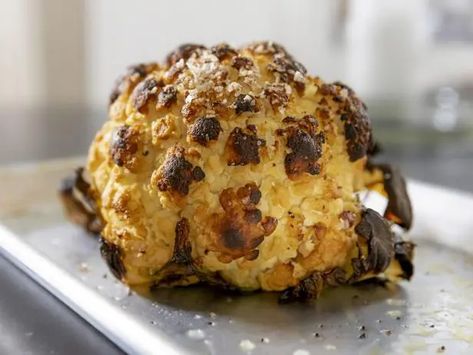 Miznon's Whole Roasted Cauliflower Miznon Cauliflower, Stuffed Cauliflower, Side Veggies, Best Ina Garten Recipes, Ann Patchett, Vegetable Ideas, Roasted Cauliflower Recipe, Veggie Meal, Meatless Dishes