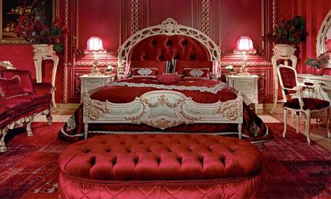 Asnaghi Interiors | Bedroom Luxury Hotel Bedroom Design, Hotel Inspired Bedroom, Luxury Room Decor, Luxurious Bedroom Design, Red Bedroom Design, Luxury Hotel Bedroom, Hotel Bedroom Design, Idea Bedroom, Lights Room