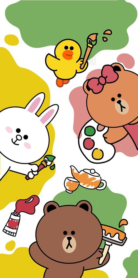 Line Friends Wallpaper, Friends Wallpaper Iphone, Minimalist Iphone Wallpaper, Friends Cartoon, Minimalist Iphone, Friends Wallpaper, White Backdrop, Line Friends, Cartoon Character