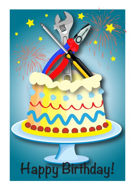 Handyman Cake, Handyman Birthday, Man Birthday Card, Diy Wedding Card, Tools Cake, Birthday Cake Card, Clip Art Library, Cake Tools, Cake Card