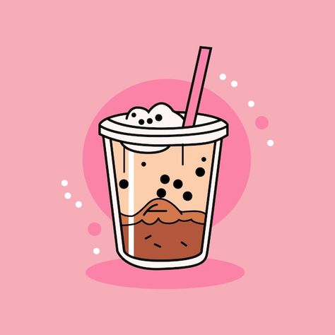 Milk tea logo with pink background carto... | Premium Vector #Freepik #vector #smoothie-logo #ice-latte #ice-coffee #bubble-milk Milk Tea Logo Design Ideas, Milktea Logo, Milk Tea Logo, Milk Tea Cartoon, Bubble Tea Logo, Smoothie Logo, Ice Latte, Cart Design, Tea Logo