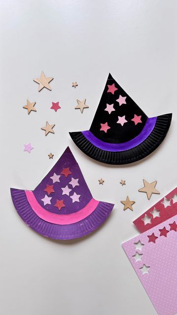 Shape Witches Preschool, Hand Muscles, Paper Plate Craft, Thema Halloween, Paint Sticks, Halloween Crafts For Toddlers, Witch Hats, Paper Plate Crafts, Toddler Hat