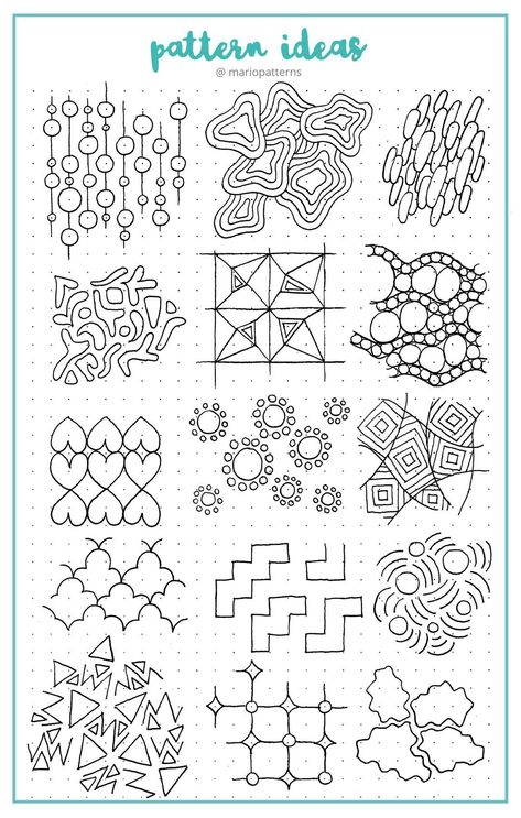 Pattern Drawing Ideas, Easy Zentangle Patterns, Zen Doodle Patterns, Zentangle Artwork, Tangle Doodle, Zen Doodle Art, Geometric Pattern Art, Zentangle Designs, Doodle Inspiration