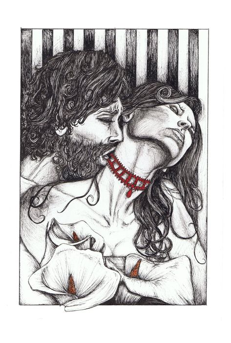 Fineliner: Angela Carter's The Bloody Chamber Arty Aesthetic, The Company Of Wolves, Angela Carter, Gothic Romance, Fairytale Illustration, Couple Drawings, Fairy Art, Wolves, Surrealism