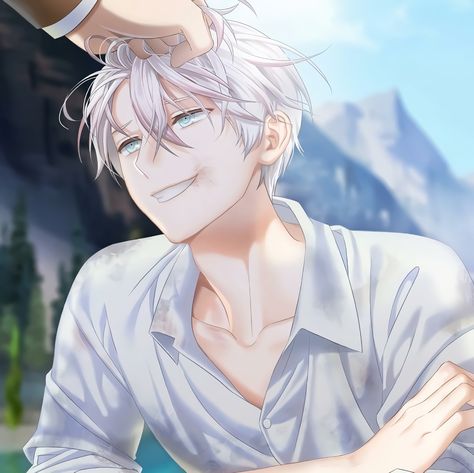 Saeran Choi - Ray / Mystic Messenger / Icon Ray Mystic Messenger, Messenger Icon, Saeran Choi, Grey Hair Men, Jumin Han, Mystic Messenger, Heart Wall, A Photo, Fan Art