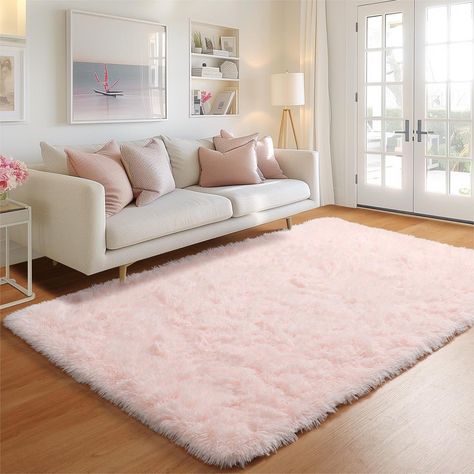 PRICES MAY VARY. 【Ultra Soft & Skin-Friendly】Elevate your home decor with fluffy rug and experience the Heavenly Soft Feel. KICMOR velvet bedroom rug is made from premium natural fibers and a high-density sponge interlayer to ensure its exceptional softness and thickness. It does not shed, fade, odor-free. The luxurious softness of the carpet makes it feel like walking on clouds, perfect for kids and pets to play on. 【Ideal Choice for Home Decor】Are you looking for decor to brighten up your spac Pink Rugs Bedroom, Cute Room Decor Aesthetic, Dorm Room Rugs, Rugs For Kids, Velvet Bedroom, Area Rugs For Bedroom, Nursery Carpet, Small Nursery, Pink Dorm