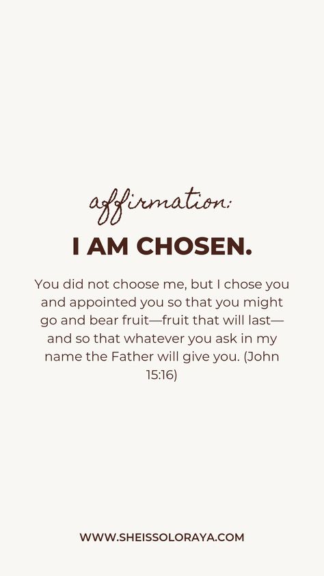 You Lack Nothing, Blxst Chosen, You Are Chosen By God, I Am Chosen By God, Chosen Aesthetic, Biblical Words Of Affirmation, Chosen By God, Lack Of Faith, The Chosen Devotional