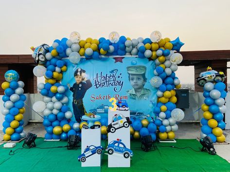 Police Theme Birthday, First Birthday Decorations Boy, Birthday Decors, Simple Stage Decorations, Birthday Decorations At Home, Diy Floral Decor, Desi Wedding Decor, First Birthday Decorations, Desi Wedding