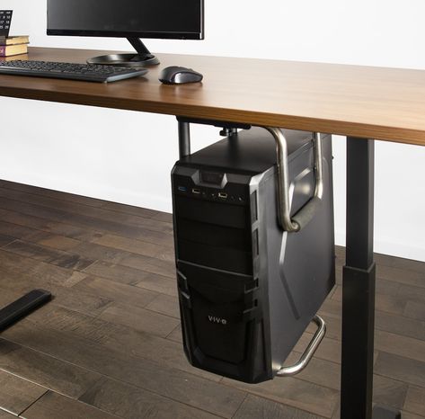 It’s time to get your PC off of the floor and mounted to the underside of a desk where it’s easy-to-reach and protected with CPU holder (MOUNT-PC04A) from VIVO! This PC mount conveniently holds your computer to the underside of a desk or sturdy surface, saving floor space for additional storage options. Cable Management Desk, Pipe Desk, Wooden Desk Organizer, Wall Shelves Design, Pc Desk, Office Desktop, Pc Table, Desk Tidy, Work Station Desk