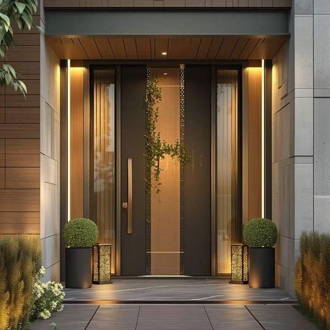 Door Lighting, Front Door Lighting, Modern Exterior Doors, Modern Doors, Main Entrance Door Design, Main Entrance Door, Elegant Doors, Door Exterior, Door Design Images