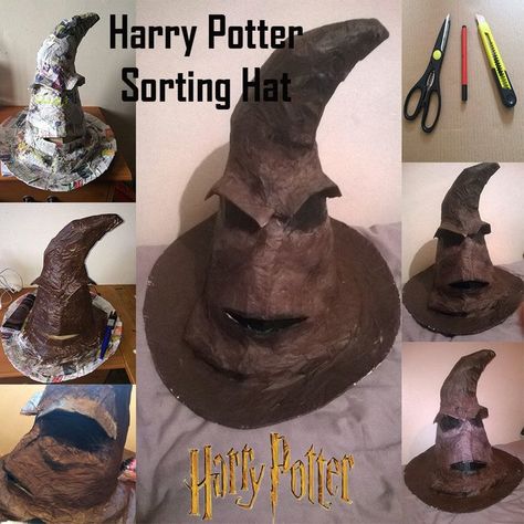 Harry Potter Sorting Hat: 7 Steps (with Pictures) Sorting Hat Drawing, Harry Potter Hat, Harry Potter Theme Birthday, Hat Drawing, Cumpleaños Harry Potter, Harry Potter Sorting, Harry Potter Sorting Hat, Slytherin And Hufflepuff, Paper Mache Projects