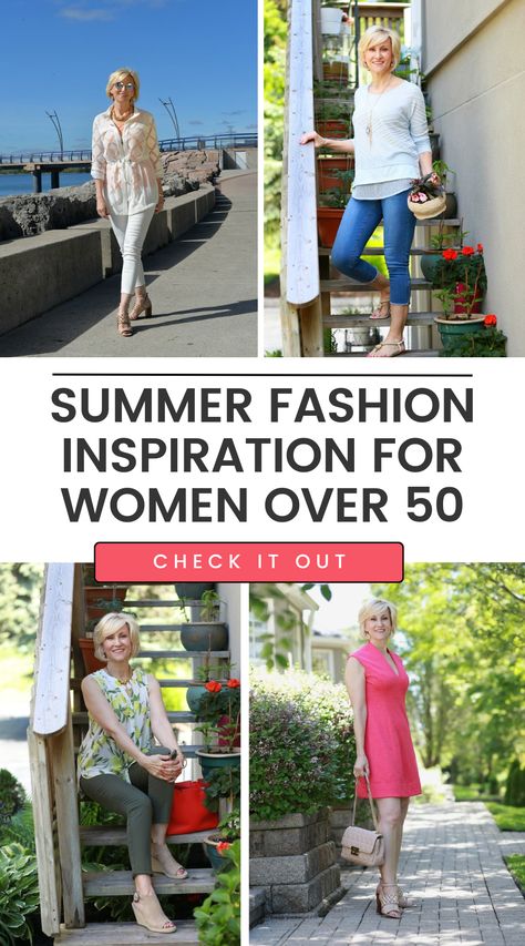 Discover stylish summer fashion inspiration for women over 50 to elevate your seasonal wardrobe. From breezy dresses to chic separates, these fashion inspo outfits offer trendy yet age-appropriate looks. Whether you're heading to a backyard barbecue or a beach getaway, find the perfect ensemble to suit your style and occasion. With these fashion inspo ideas, embrace the summer season with confidence and flair! Summer Fashion Inspiration, Cute Looks, Inspiration For Women, Seasonal Wardrobe, Chic Summer Outfits, Beach Getaway, Fashion For Women Over 40, Breezy Dress, Dress Appropriately