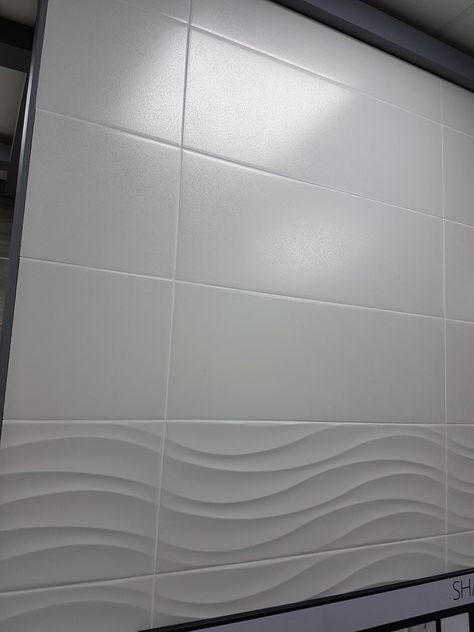 Wave Tile Bathroom, Wavy Tile Bathroom, Shower Tile White, Wave Tile, White Tile Shower, White Wall Tiles, Wall Tiles Design, Cottage Bathroom, Bathroom Redesign