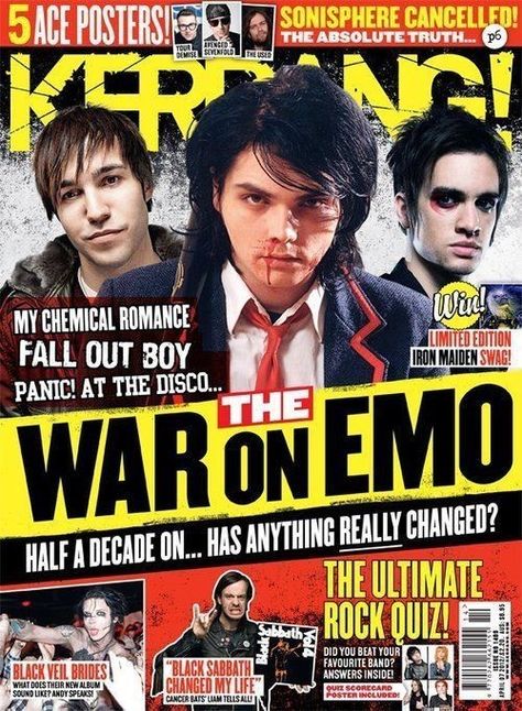 Mcr Magazine, Kerrang Magazine, 2000s Magazines, Emo Stuff, Teen Magazine, Panic! At The Disco, Music Magazines, Gerard Way, Emo Bands