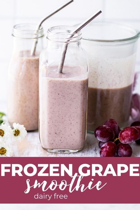 Grape Smoothie, Post Workout Snack, Frozen Fruit Smoothie, Freezer Smoothies, Dairy Free Smoothies, Frozen Grapes, Grape Recipes, Smoothie Recipes Healthy Breakfast, Smoothie Drink Recipes