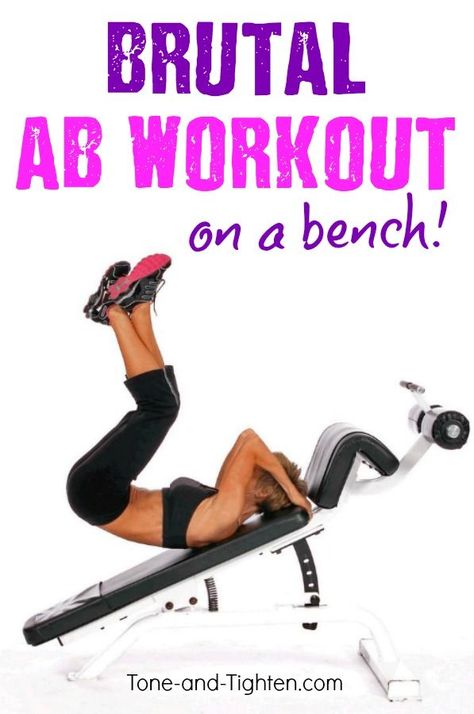 The BEST Ab workout - so much more effective than sit-ups! Can do on a bench at the gym or even the floor at home. Tone-and-Tighten.com Incline Bench Ab Workout, Bench Workouts, Bench Exercises, Bench Ab Workout, Youtube Workouts, Fit Physique, Workout Bench, Workout Man, Personal Training Programs